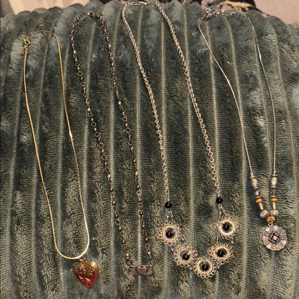 Silver and Gold Tone Statement Necklaces, Locket